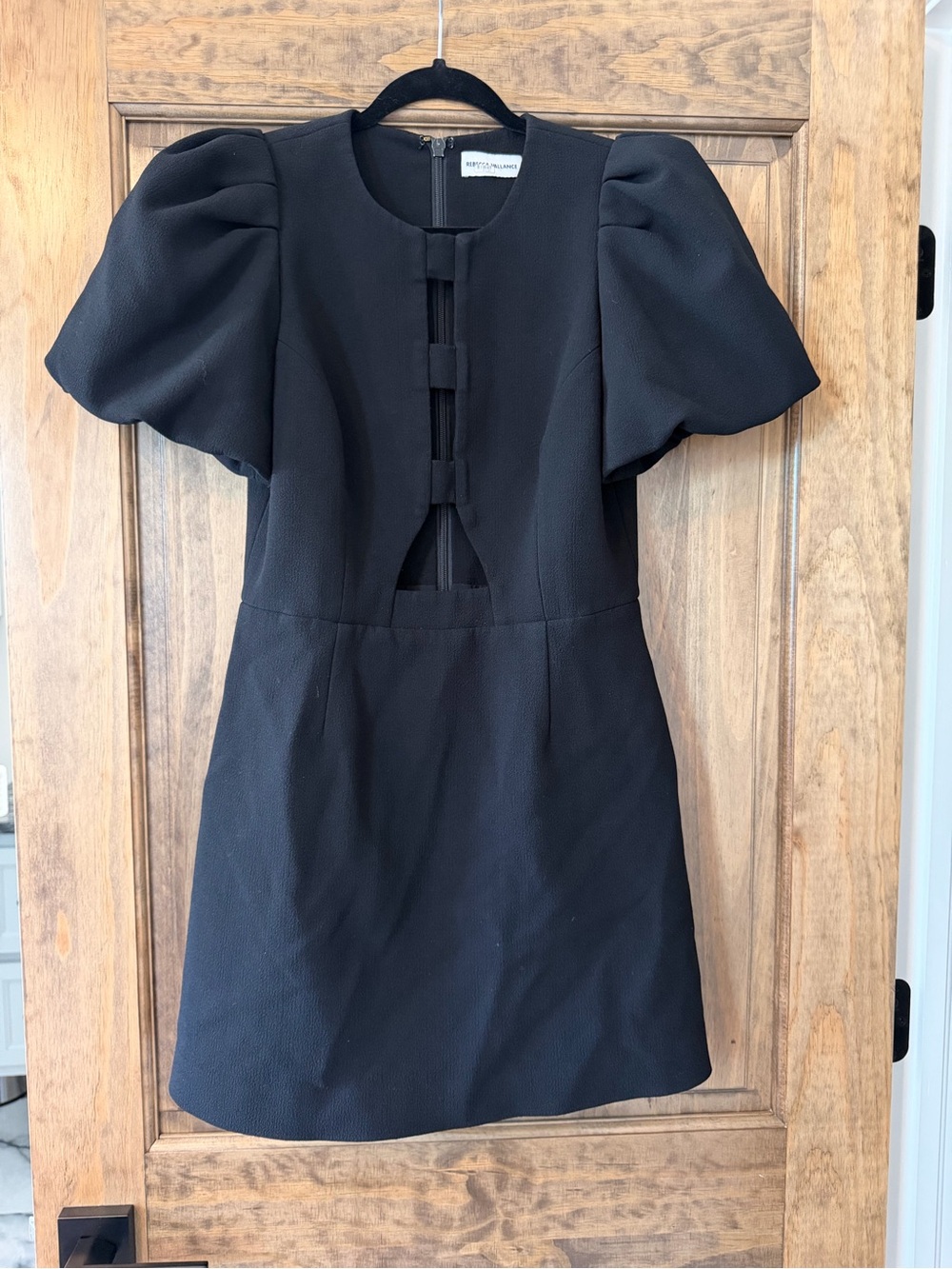 Rebecca Vallance Black Mini Dress with Puff Sleeves